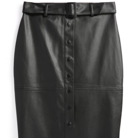 Primark Midi Faux Leather Skirt with Belt - Picture 1 of 1